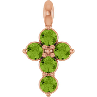 14K Rose Natural Peridot Cross Pendant
