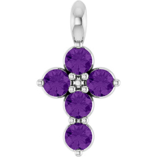 Sterling Silver Natural Amethyst Cross Pendant