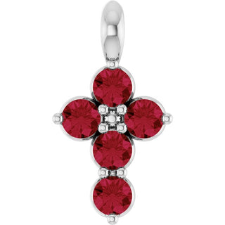 Platinum Lab-Grown Ruby Cross Pendant