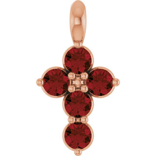 14K Rose Natural Mozambique Garnet Cross Pendant