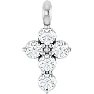 Sterling Silver Natural White Sapphire Cross Pendant