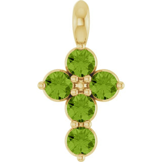 14K Yellow Natural Peridot Cross Pendant