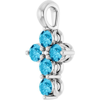Platinum Natural Aquamarine Cross Pendant
