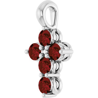 Sterling Silver Natural Mozambique Garnet Cross Pendant