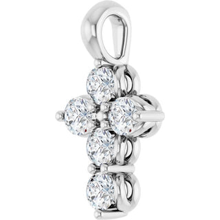 Sterling Silver Natural White Sapphire Cross Pendant