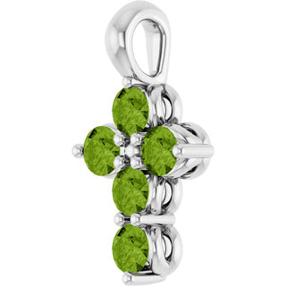 Platinum Natural Peridot Cross Pendant