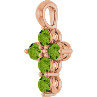 14K Rose Natural Peridot Cross Pendant