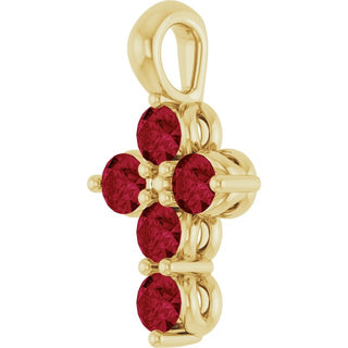 14K Yellow Natural Ruby Cross Pendant