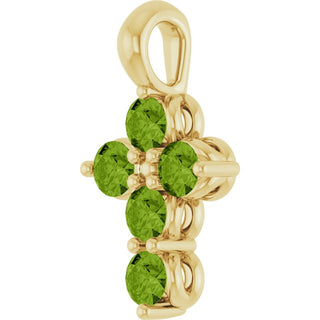 14K Yellow Natural Peridot Cross Pendant