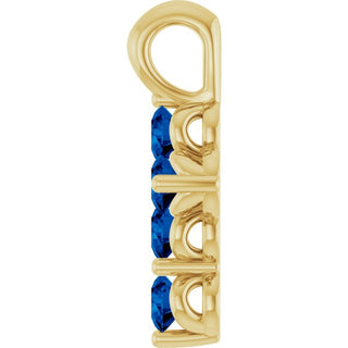 14K Yellow Natural Blue Sapphire Cross Pendant
