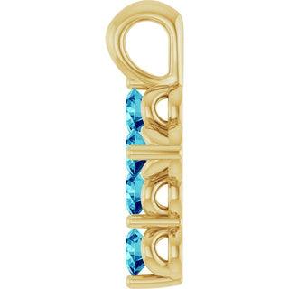 14K Yellow Natural Blue Zircon Cross Pendant