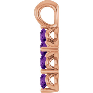 14K Rose Natural Amethyst Cross Pendant
