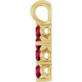 14K Yellow Natural Ruby Cross Pendant