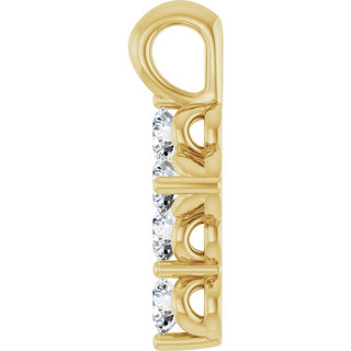 14K Yellow Natural White Sapphire Cross Pendant