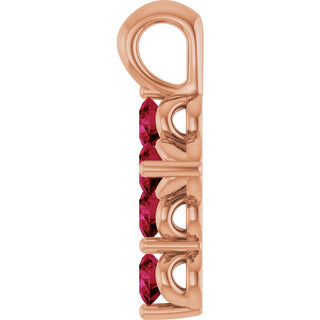 14K Rose Lab-Grown Ruby Cross Pendant
