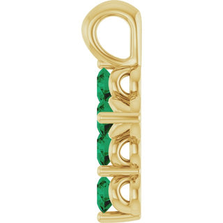 14K Yellow Natural Emerald Cross Pendant