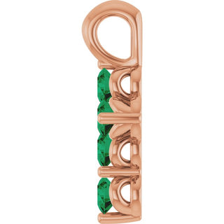 14K Rose Lab-Grown Emerald Cross Pendant