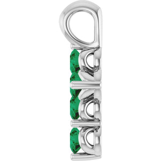 Sterling Silver Natural Emerald Cross Pendant