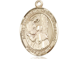14kt Gold Filled Saint Elizabeth of the Visitation Medal Engraved Catholic Saint Jewelry