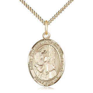 14kt Gold Filled Saint Elizabeth of the Visitation Medal Catholic Jewelry Engraved Catholic Saint Jewelry