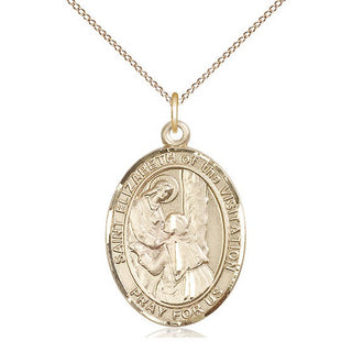 14kt Gold Filled Saint Elizabeth of the Visitation Medal Catholic Jewelry Engraved Catholic Saint Jewelry