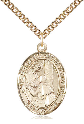 14kt Gold Filled Saint Elizabeth of the Visitation Medal Catholic Jewelry Engraved Catholic Saint Jewelry