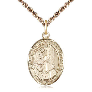 14kt Gold Filled Saint Elizabeth of the Visitation Medal Catholic Jewelry Engraved Catholic Saint Jewelry