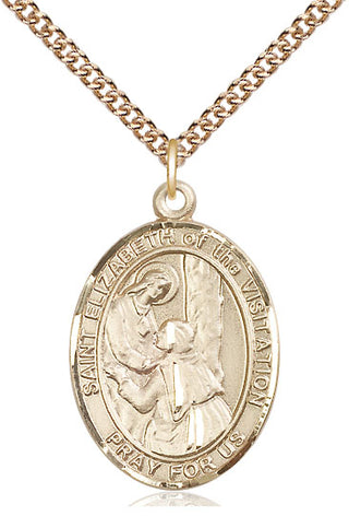 14kt Gold Saint Elizabeth of the Visitation Medal Engraved Catholic Saint Jewelry