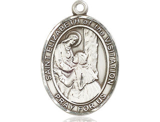 Pewter Saint Elizabeth of the Visitation Medal Engraved Catholic Saint Jewelry