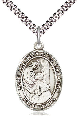 Pewter Saint Elizabeth of the Visitation Medal Catholic Jewelry Engraved Catholic Saint Jewelry