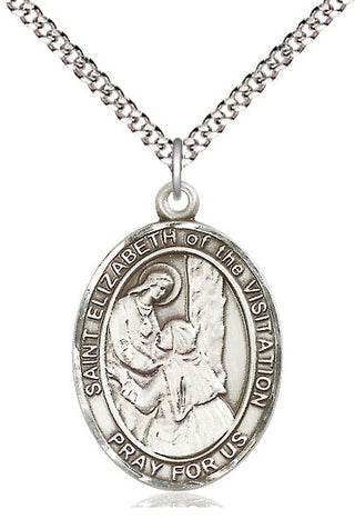 Pewter Saint Elizabeth of the Visitation Medal Catholic Jewelry Engraved Catholic Saint Jewelry