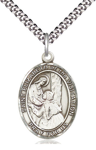 Pewter Saint Elizabeth of the Visitation Medal Catholic Jewelry Engraved Catholic Saint Jewelry