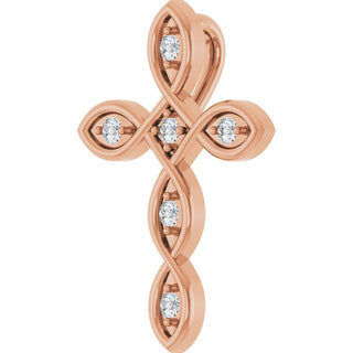 14K Rose .08 CTW Natural Diamond Cross Pendant  