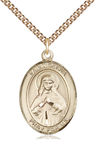14kt Gold Filled Saint Olivia Medal Catholic Jewelry Engraved Catholic Saint Jewelry