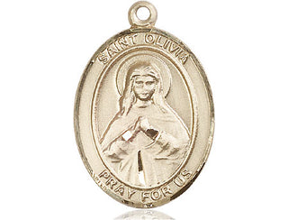 14kt Gold Saint Olivia Medal Engraved Catholic Saint Jewelry