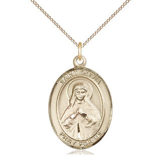 14kt Gold Saint Olivia Medal Engraved Catholic Saint Jewelry