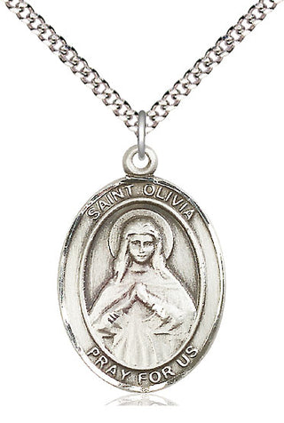 Pewter Saint Olivia Medal Catholic Jewelry Engraved Catholic Saint Jewelry