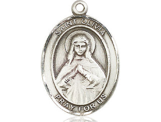 Sterling Silver Saint Olivia Medal Catholic Jewelry Engraved Catholic Saint Jewelry