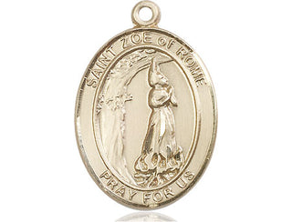 14kt Gold Filled Saint Zoe of Rome Medal Engraved Catholic Saint Jewelry
