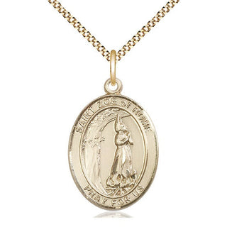 14kt Gold Filled Saint Zoe of Rome Medal Catholic Jewelry Engraved Catholic Saint Jewelry