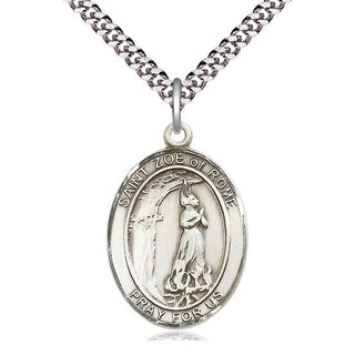 Pewter Saint Zoe of Rome Medal Catholic Jewelry Engraved Catholic Saint Jewelry