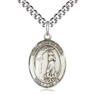 Pewter Saint Zoe of Rome Medal Catholic Jewelry Engraved Catholic Saint Jewelry