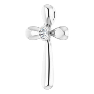 Platinum .10 CT Natural Diamond Cross Pendant  