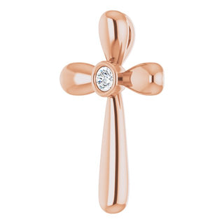 14K Rose .10 CT Natural Diamond Cross Pendant  