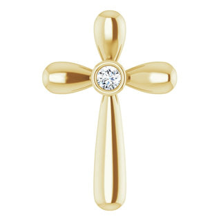 14K Yellow .10 CT Natural Diamond Cross Pendant  