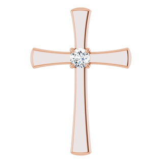 14K Rose 1/5 CTW Natural Diamond Cross Pendant  