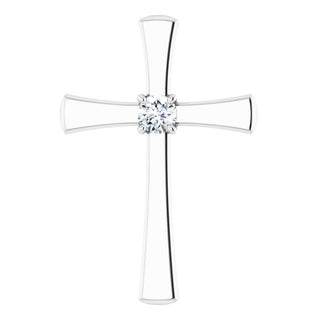 14K White 1/5 CTW Natural Diamond Cross Pendant  