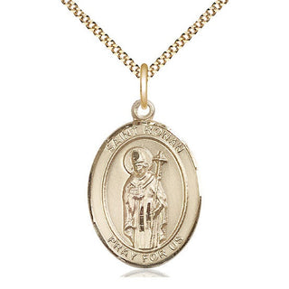 14kt Gold Filled Saint Ronan Medal Catholic Jewelry Engraved Catholic Saint Jewelry