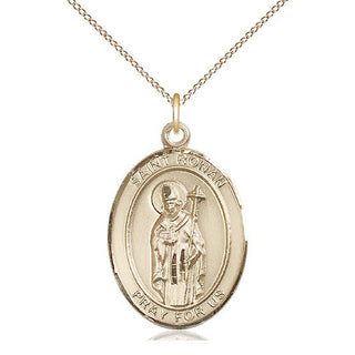 14kt Gold Filled Saint Ronan Medal Catholic Jewelry Engraved Catholic Saint Jewelry