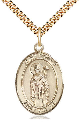 14kt Gold Filled Saint Ronan Medal Catholic Jewelry Engraved Catholic Saint Jewelry